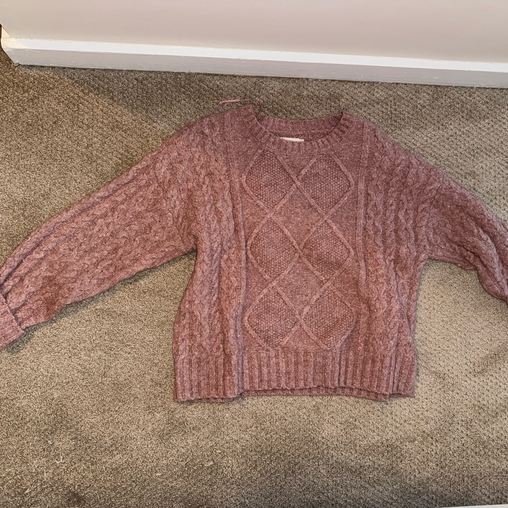 Women's Cable Knit Sweater - Pink